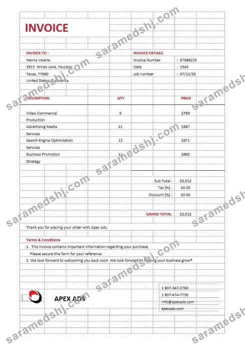 Advertising Consultant Invoice Template